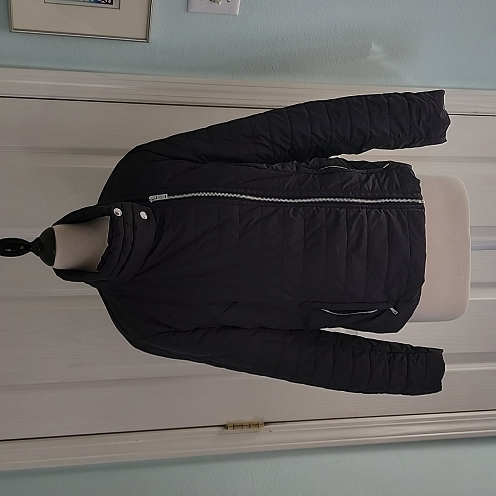 DKNY Black Quilted Coat size M